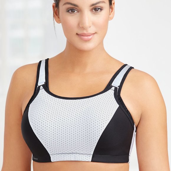 Glamorise SPORT Bra 44D (DOUBLE-LAYER) Wicking (PADDED-STRAPS) WHITE NEW - Picture 7 of 14